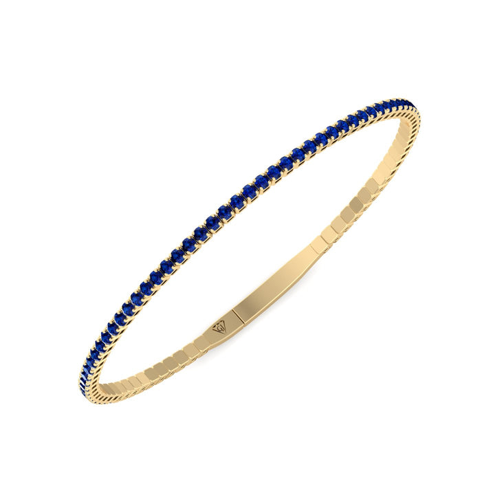 Aurora - Flexible Natural Blue Sapphire Bangle in 14K Solid Gold - Gem Jewelers Co