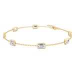 Emerald Shape Natural Diamonds By The Yard Bracelet-1.10CT-14K-18K-
Yellow Gold-Bezel Set