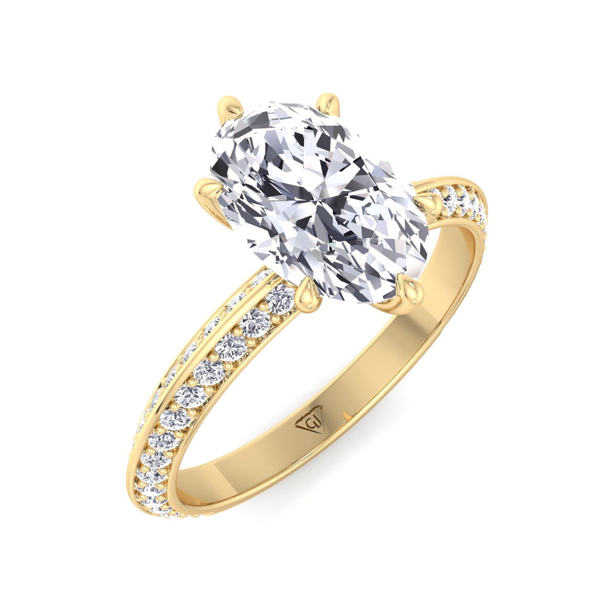 Violeza - Oval Shape Diamond Engagement Ring with Duet Pave Band - Gem Jewelers Co