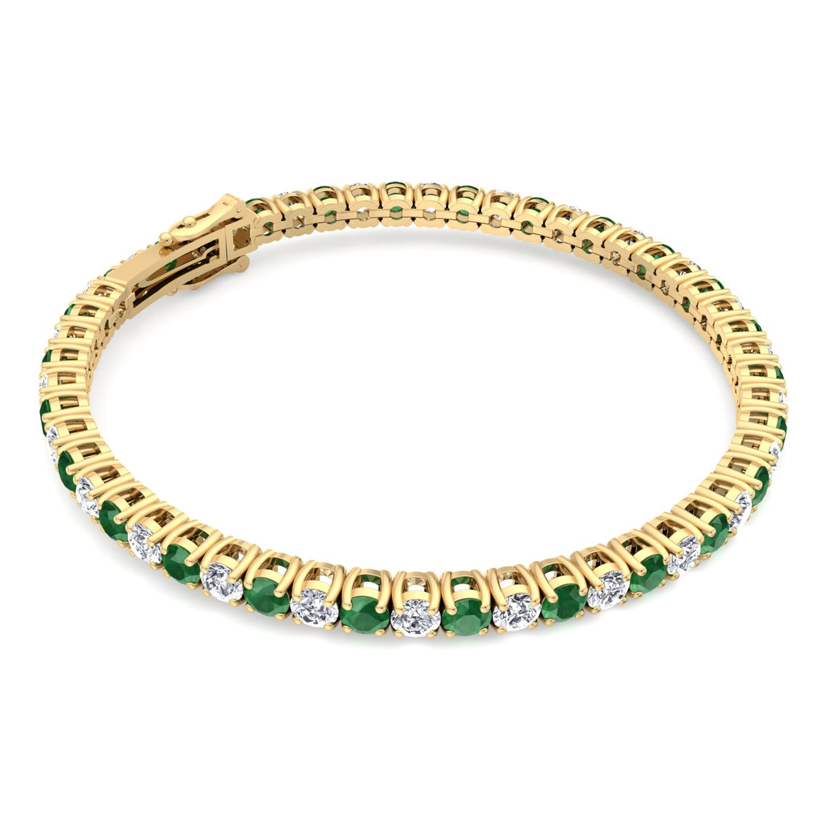 Estelle - Natural Diamond & Emerald Tennis Bracelet - Gem Jewelers Co