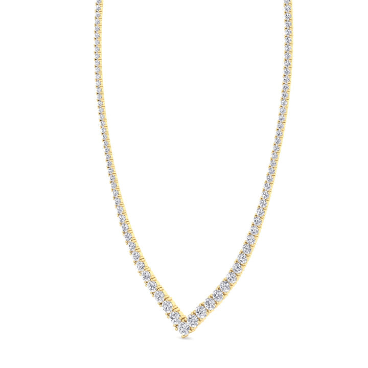 Natural Diamond V Style Chevron Tennis Necklace 18K Solid Gold