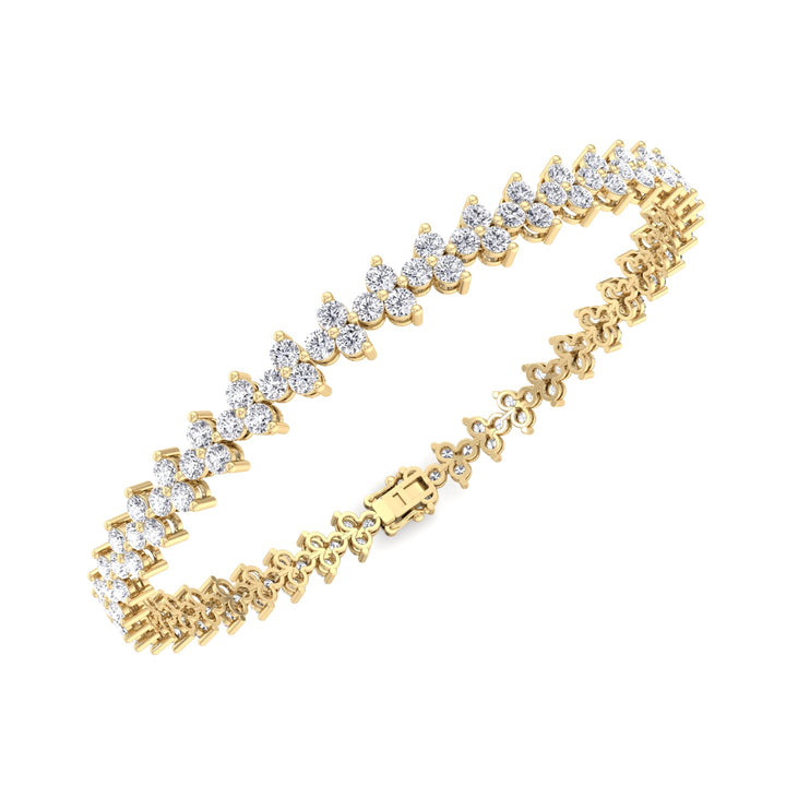 Natural Diamond Trio Tennis Bracelet Yellow Gold 14K 