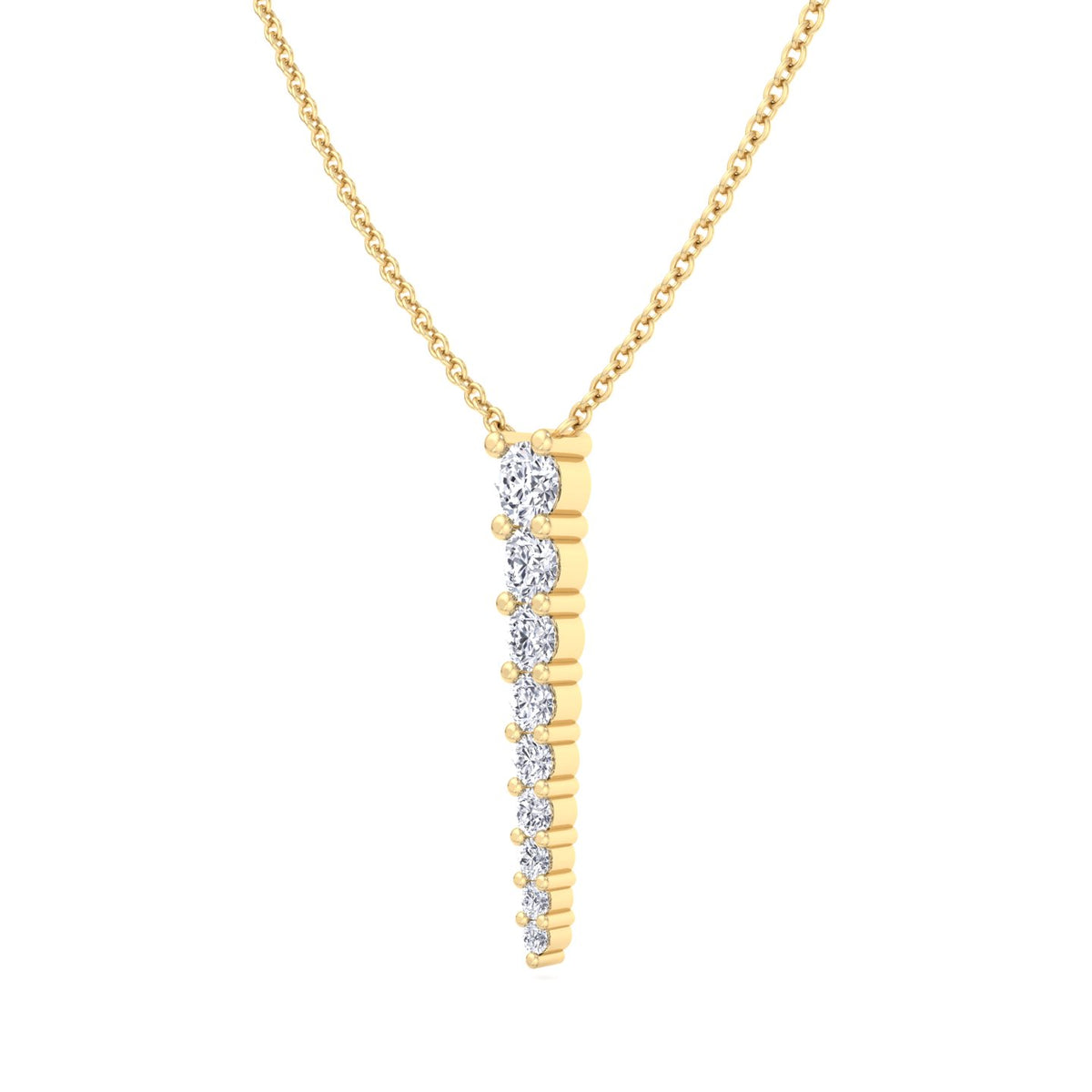 Graduated Natural Diamond Drop Pendant Yellow Gold 18K