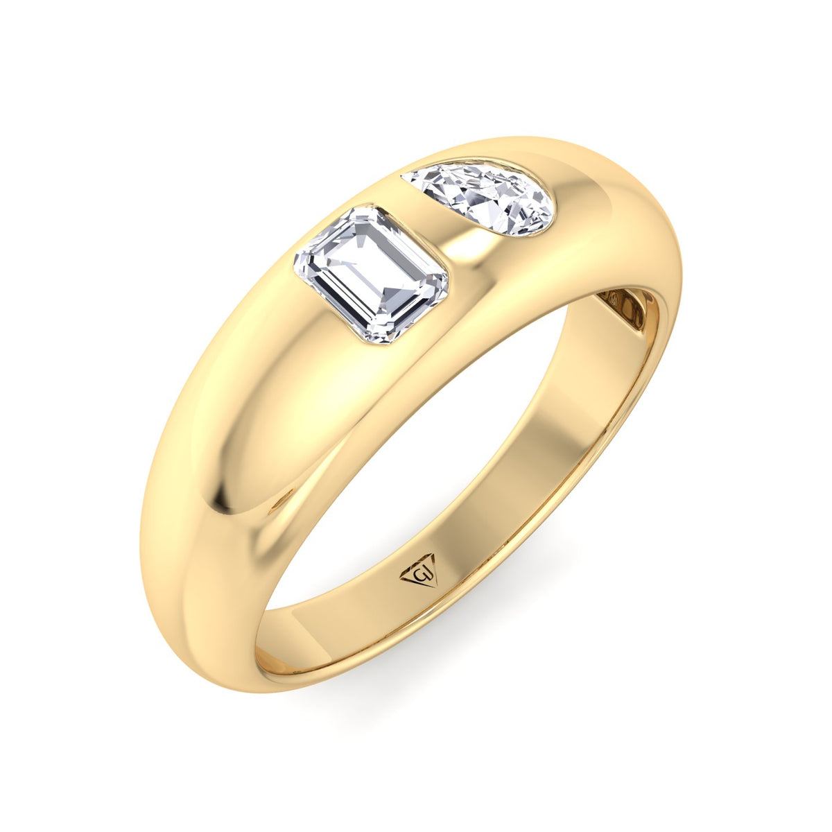 Verdiana - Toi et Moi Domed Bezel Set Diamond Ring - Gem Jewelers Co