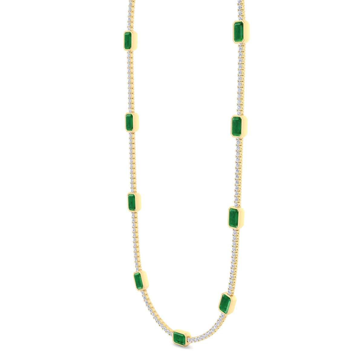 natural-diamond-green-emerald-station-tennis-necklace-14K-solid-gold-jewelry