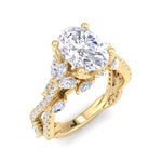Fiorella - Oval Shape Diamond Engagement Ring with Marquise Shape Side stones and Twisted Pave Band - Gem Jewelers Co