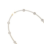 Emerald Shape Halo Station Natural Diamond Tennis Necklace in 14K Solid Gold Yellow Gold 14K
