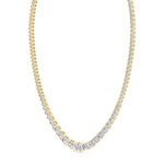 Adjustable 4-Prong Graduated Natural Diamond Tennis Necklace Yellow Gold