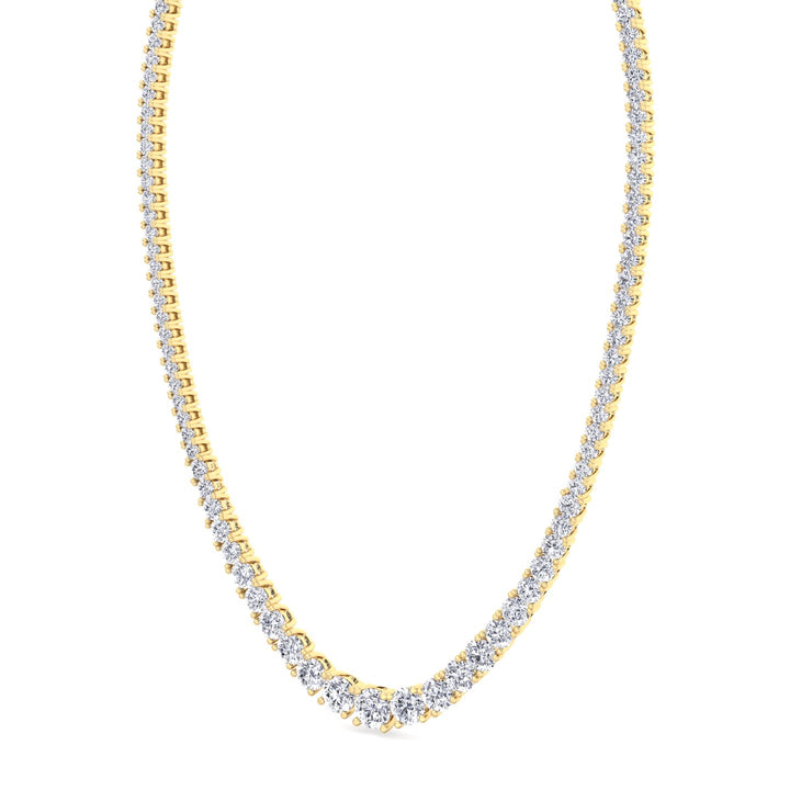 Adjustable 4-Prong Graduated Natural Diamond Tennis Necklace Yellow Gold