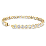 Elaria - East to West Heart Shape Bezel Set Natural Diamond Tennis Bracelet - Gem Jewelers Co