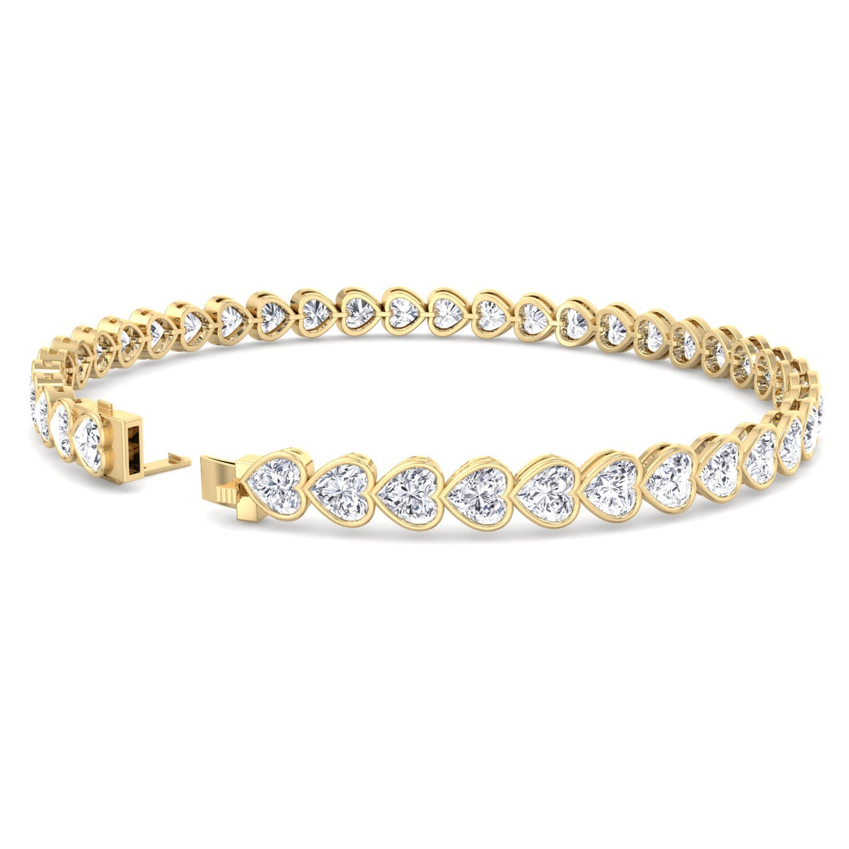 Elaria - East to West Heart Shape Bezel Set Natural Diamond Tennis Bracelet - Gem Jewelers Co