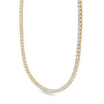 Double Setting Natural Diamond Tennis Necklace (3-Prong & 4-Prong) in 14K Solid Gold Yellow 8CT