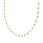 4-Prong Round Natural Diamond Bar Necklace Yellow Gold 14K 