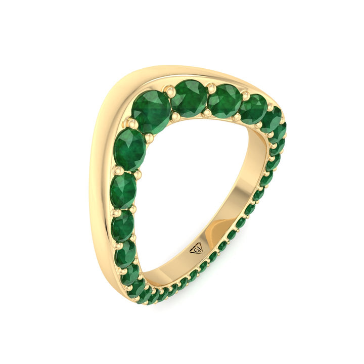 Natural Green Emerald Invisible Halo Eternity Band Yellow Gold 14K
