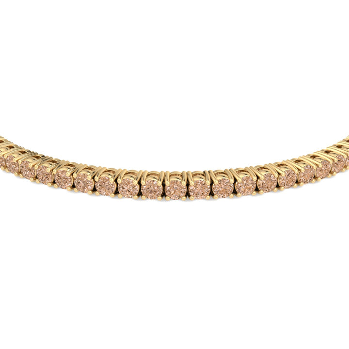 4 Prong Champagne Diamond Tennis Bracelet 18K Solid Gold