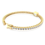 Athena - 7CT T.W Single Stone Emerald Shape Bezel Natural Diamond Tennis Bracelet - Gem Jewelers Co