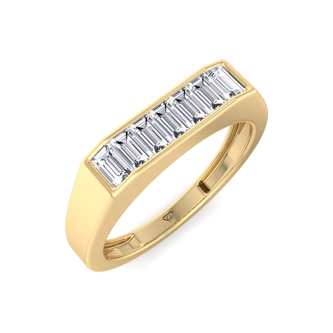 Baguette Shape Channel Setting Natural Diamond Wedding Band Yellow Gold 18K