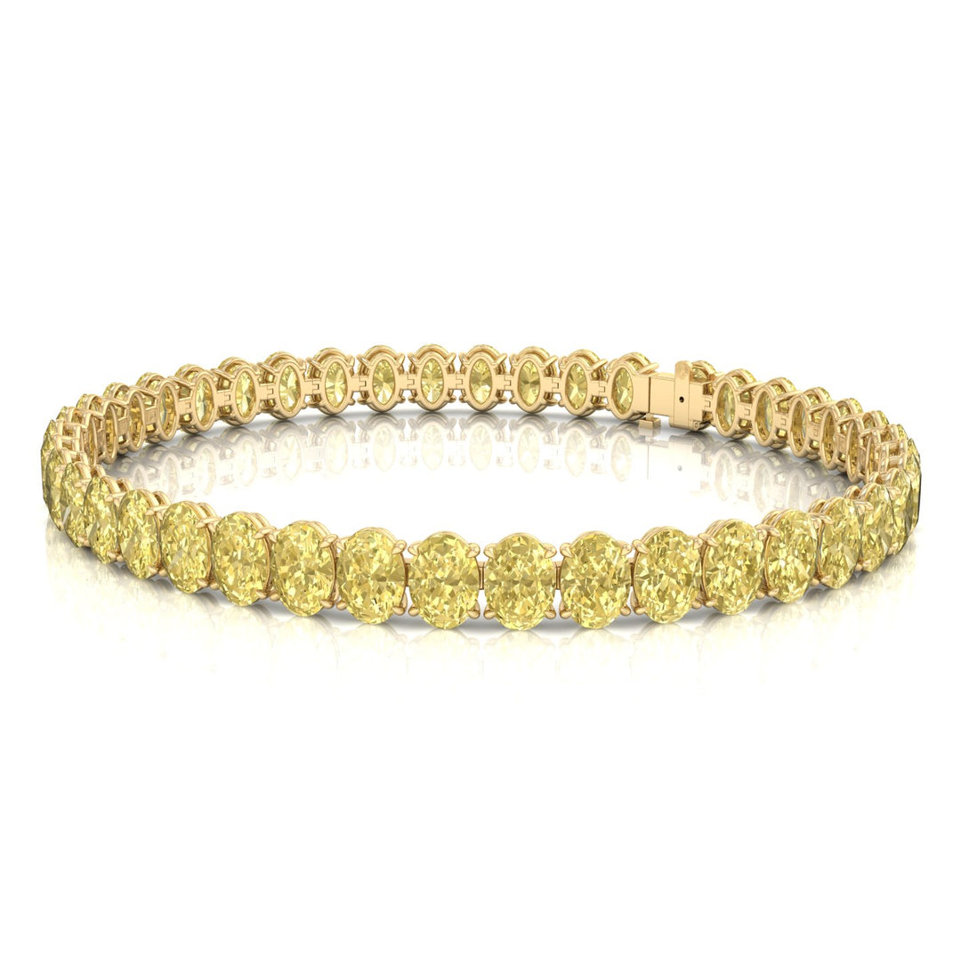 20CT Oval Shape Natural Fancy Yellow Diamond Tennis Bracelet