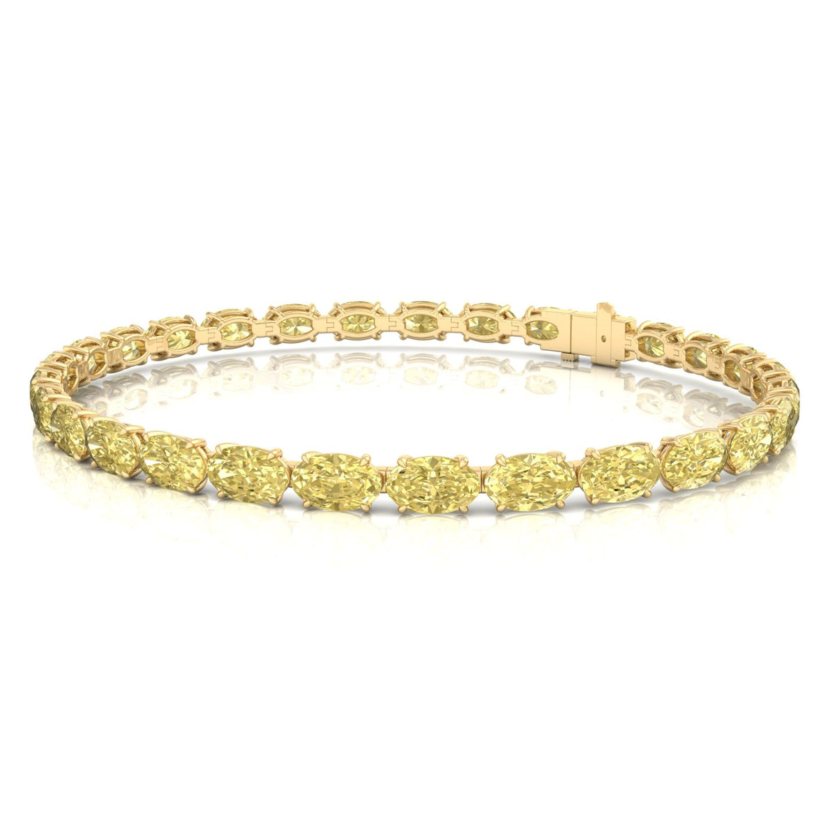 East to west fancy yellow diamond tennis bracelet 14K gold