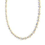 Alternating Emerald and Round Natural Diamond Tennis Necklace Yellow Gold  18K