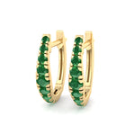 Natural Green Emerald Graduated Round Shape Huggie Hoop Earrings  YG 1