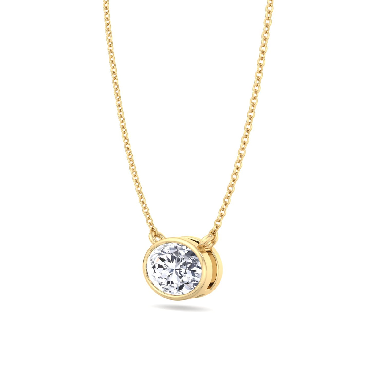 Lia - Bezel Set Oval Shape Diamond Pendant - Gem Jewelers Co