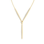 Natural Eternity Style Diamond Lariat  Necklace Yellow Gold 18K