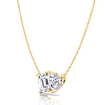 Toi Et Moi -Emerald & Heart Shape Natural Diamond Pendant-14K-18K-1CT-2CT-Yellow Gold