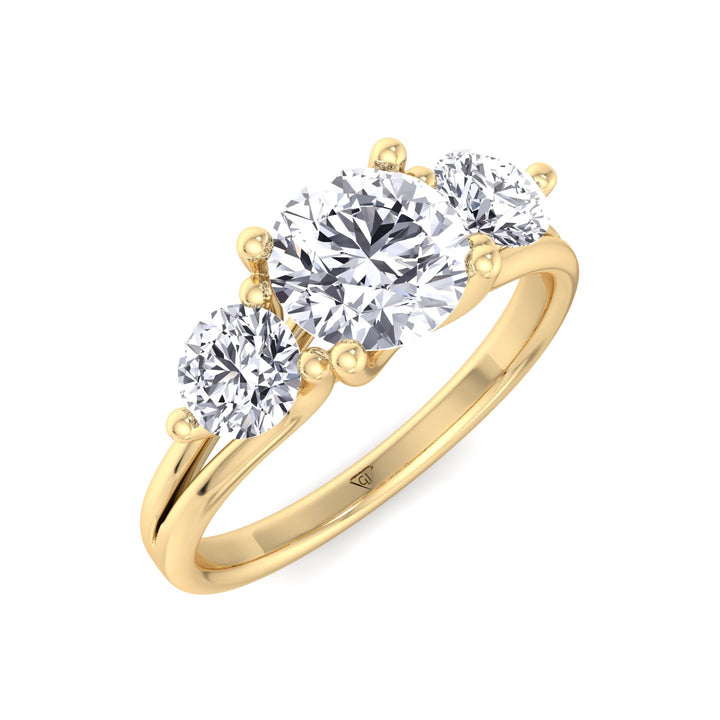 3 Stone Round Shape Natural Diamond Engagement Ring