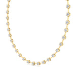 Crown Prong Round Natural Diamond Bar Necklace Yellow Gold 14K 