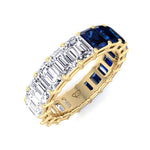 Gala - Emerald Shape Diamond and Blue Sapphire Eternity Band - Gem Jewelers Co