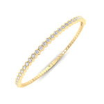 Hexagonal Bezel Set Natural Diamond Flexible Bangle Yellow Gold 18K