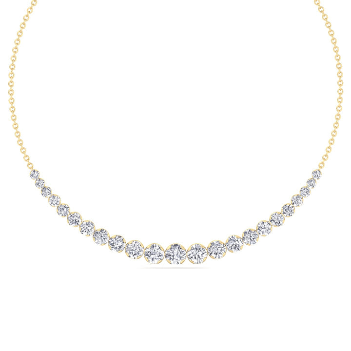 Tullia - Halfway Graduated Crown Prong Natural Diamond Tennis Necklace - Gem Jewelers Co