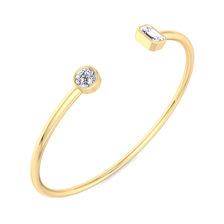 bezel-set-round-and-emerald-cut-diamond-open-cuff-bangle-solid-yellow-gold