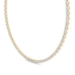 Oval Shape East to West Natural Diamond Tennis Necklace Yellow Gold