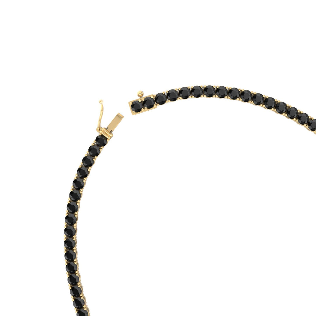 Men's Black Diamond Tennis Necklace 14K Solid Gold