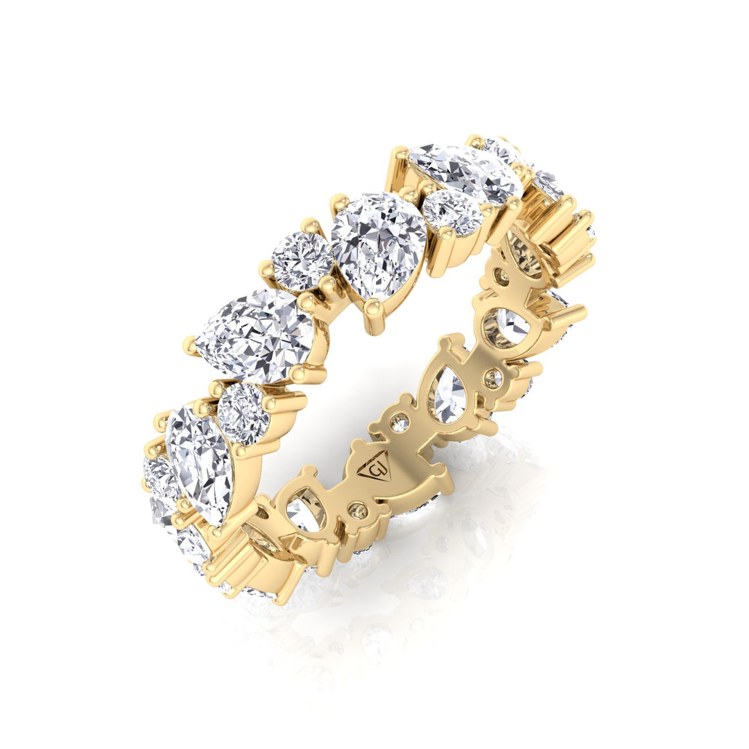 Pear & Round Shape Natural Diamond Cluster Eternity Band