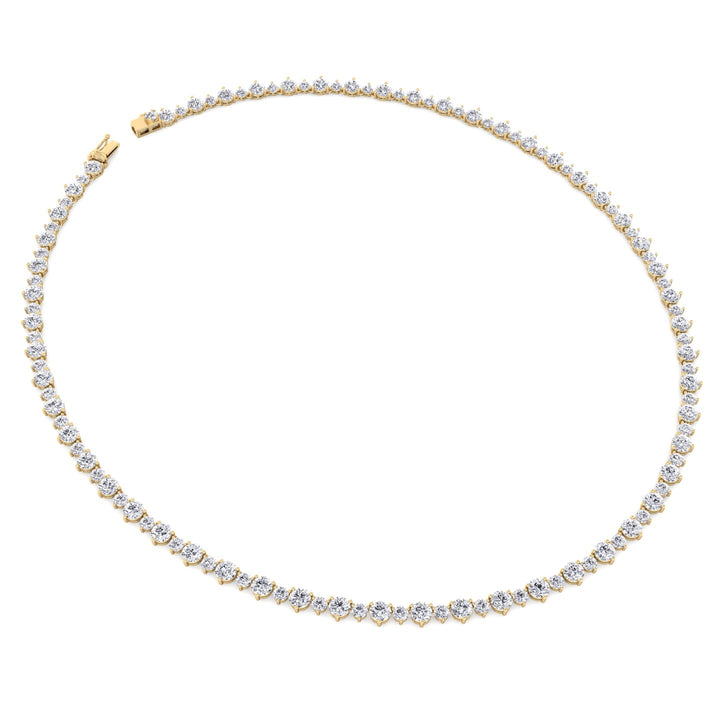 3 Prong Alternating Size Natural Diamond Tennis Necklace