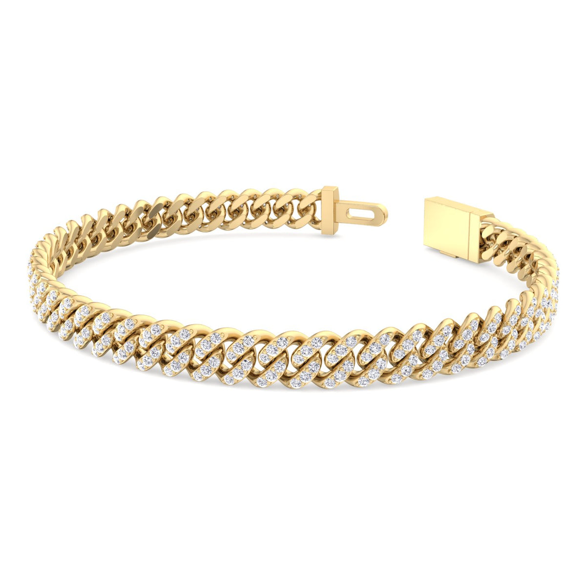 5.5mm diamond Cuban link bracelet yellow gold