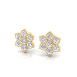 Vintage Style Natural Diamond Flower Earrings Yellow Gold  18K