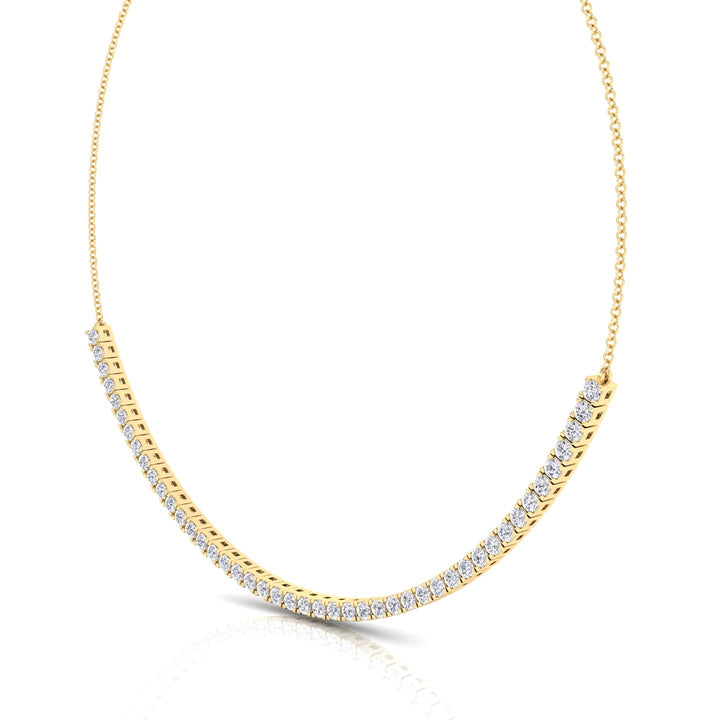 Halfway 4-Prong Natural Diamond Tennis Necklace Yellow Gold 14K