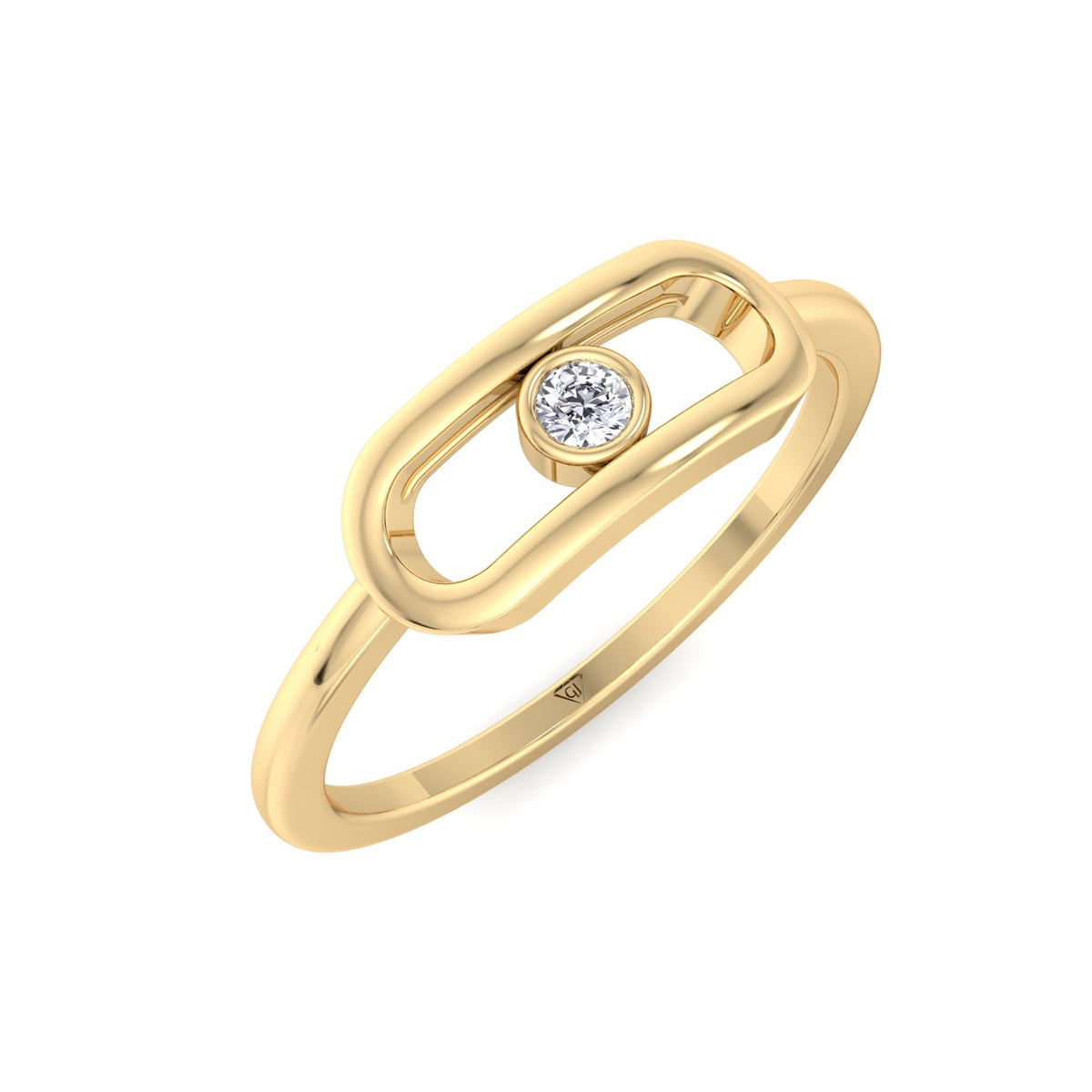 Bria - Fashion Diamond Gold Ring with Single Bezel Stone - Gem Jewelers Co