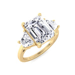 Paolina - 3 Stone Emerald & Trapezoid Diamond Engagement Ring - Gem Jewelers Co