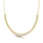 Halfway Graduated Bezel Set Natural Diamond Tennis Necklace Yellow Gold 14K