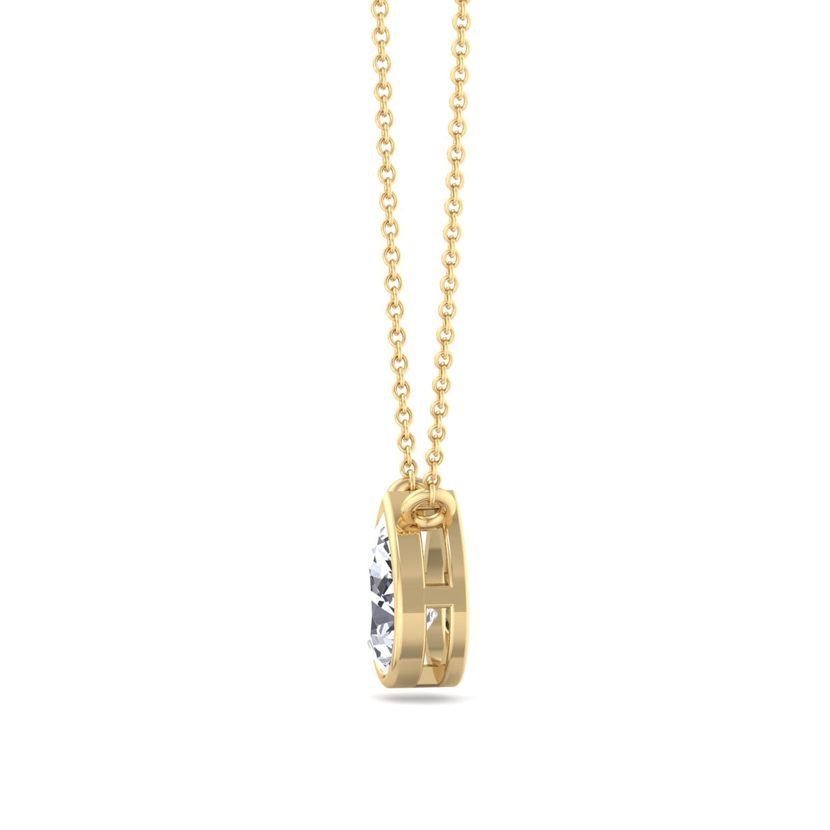 Miza - Bezel Set Pear Shape Diamond Pendant - Gem Jewelers Co