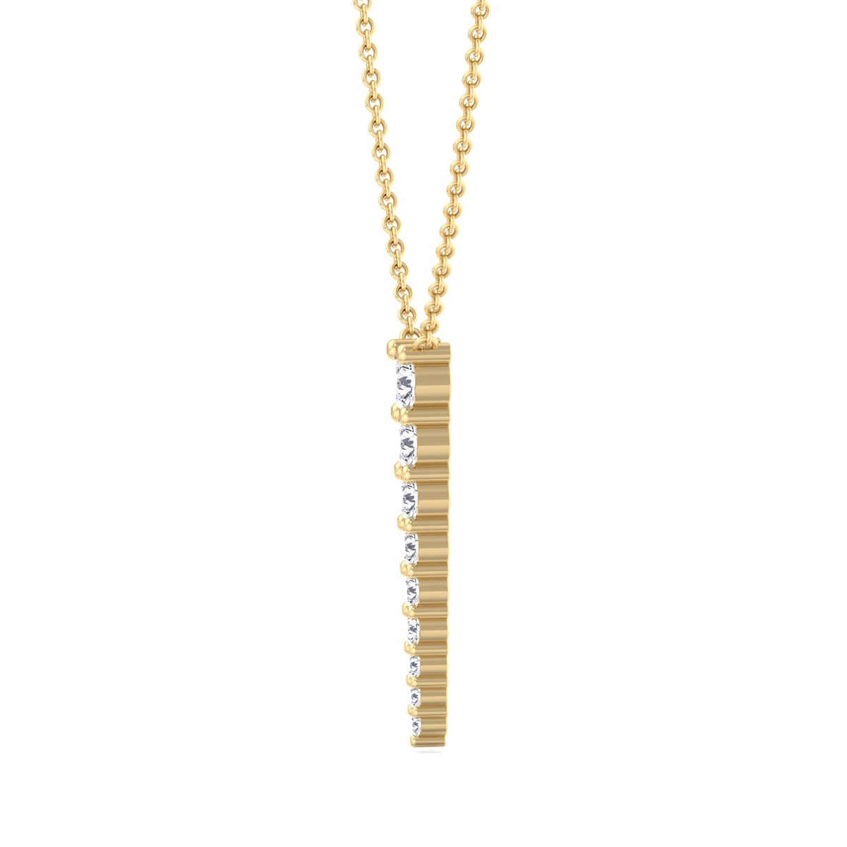 Graduated Natural Diamond Drop Pendant Yellow Gold 