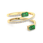 Valora - Green Emerald Spiral Pave Wrap Ring - Gem Jewelers Co