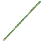 Bezel Set Emerald Cut Natural Green Emerald Tennis Bracelet Yellow Gold 