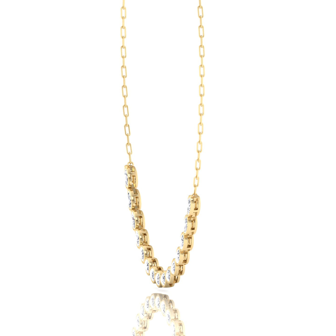 Paper Clip and Pear Shape Bezel Set Diamond Tennis Necklace Yellow Gold