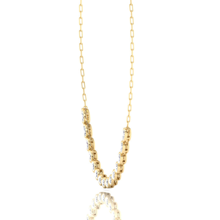 Paper Clip and Pear Shape Bezel Set Diamond Tennis Necklace Yellow Gold